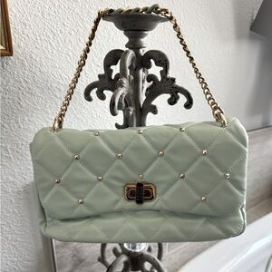 Badgley Mischka Mint Green Quilted Chain Shoulder Bag- 10x5x3